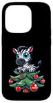 Coque pour iPhone 14 Pro Joli arbre de Noël zèbre Père Noël dessin animé