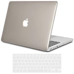 TECOOL Coque Compatible avec Ancien MacBook Pro 13 Pouces Retina 2015 2014 2013 Fin 2012 (A1502 A1425), Coque Rigide en Plastique Fine et Protection Clavier (UE AZERTY), Cristal Gris