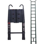 16.5FT/5M Échelle Télescopique avec 2 Crochets Amovibles Portable Échelle Pliant en Aluminium Telescopic Ladder EN131 pour Attic / Grenier 150kg