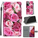 Etui Samsung Galaxy S21 Ultra 5G 6.8",Housse Samsung Galaxy S21 Ultra 5G 6.8" en roses roses,Protection avec Fonction Support