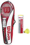 Wilson Badminton Set, Tour, Unisex, Incl. Four Rackets, Three Shuttlecocks, One Net, Two Extendable Poles & Championship Badminton Shuttlecocks 79 (Very Fast Speed), Yellow, One Size, 6 Pack
