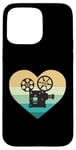 Coque pour iPhone 15 Pro Max Projecteur de cinéma en forme de cœur avec inscription « Ich liebe Kino »