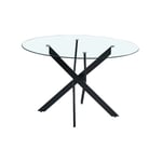 Table a manger ronde jessica Black xxl noir verre transparent 120 cm