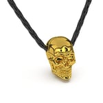 SERASAR Collier Cuir Tête de Mort pour Homme, Collier Tête de Mort en Or pour Homme, Collier Pendentif Tête de Mort Acier Inoxydable pour Homme, Collier pour Homme 60cm, Cadeau pour Petit Ami, Mari