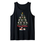 Scottish Fold Cat Xmas Lighting Santa Cat Christmas Tree Tank Top