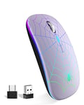 KARFUN Wireless Mouse,Portable Optical Wireless LED Mouse with USB and Type C Receiver,3 Adjustable DPI Wireless Computer Mouse for Mac Book,Laptop,Desktop,Windows,PC