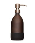 Amber Glass Silver Hand Soap Dispenser 500ml and 250ml Options - Matte Glass & Non-Slip Base - Great Kitchen or Bathroom Soap, Conditioner or Shampoo Dispenser (Silver, 500ml)