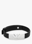 Emporio Armani Men's ID Leather Bracelet, Black/Silver