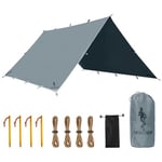 FREE SOLDIER & ADIKING Bâche de Tente, imperméable, 3 x 3,2 m, Ultra légère, Protection UV, pour Camping, randonnée, activités de Plein air, Gris-Bleu