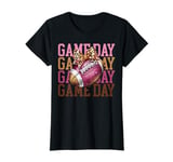 Coquette Bow Disco Funny Fall Football Mom Life Game Day T-Shirt