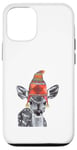 Coque pour iPhone 12/12 Pro Mère de cerf faon mignon portant un chapeau d'hiver tricoté dessin croquis