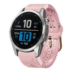 För Garmin Fenix 7S 20mm Lady's Silicone Watch Band med spetsstans Pink