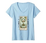 Womens The World Fun Frog Graphic Tarot Card Style, Cool Frog V-Neck T-Shirt