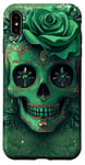 Coque pour iPhone XS Max Adorable rose verte et crâne avec étoiles et crânes verts