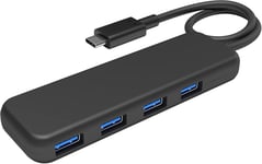 Hub & Adaptateur Usb,Fiche Usb-C,4 Ports Usb 3.0(Format Slim,Élargit Les Options De Connexion Sur Pc/Portable/Tablette/Smartphone,Compatible Macbook,Usb Superspeed 5 Gbit/S,Noir)