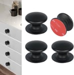 Lot de 4 boutons poignée auto-adhésive poignée d'armoire de cuisine boutons de tiroir boutons d'armoire poignée adhésive poignée de meuble pour commode réfrigérateur porte coulissante (noir)