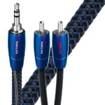 AUDIOQUEST Victoria 1M 3.5mm to 2 RCA. Solid perfect-surface copper plus. Polyethylene air-tubes Carbon-based noise dissipation Jacket - blue-black braid