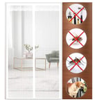 GUOGAI Magnetic Fly Screen Door 160x190cm(63x75inch) Magnetic Fly Screen Closes Automatically Easy to Install Mesh Curtain for French Doors Patio Door, White