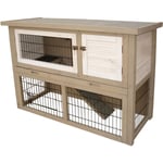 Maxxpet - Clapier pour lapin 111x45x78 cm - Avec espace intérieur et extérieur - Cage pour lapin en bois - Clapier pour cochon d'Inde - beige