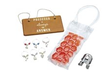 BarCraft Nine Piece Prosecco Gift Set Wine Glasses Cool bag Stopper Charms