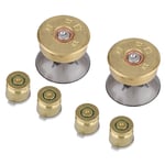 6Pcs Game Bullet Button Replacement Gold Metal Bullet Buttons and Thumbstick Mod Kit for PS4 Controller