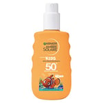 GARNIER Ambre Solaire - Spray Solaire Enfant Le Monde de Nemo Disney FPS 50+ - Hydrate & Protège des UVA, UVB & UVA Longs - Anti-Sable - À Base D'Aloe Vera - Peaux Sensibles - 150 ml