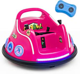 Auto Tamponneuse Electrique Télécommande Parental Voiture électrique Enfants 1 Place 12V avec Lumière Musique Rose