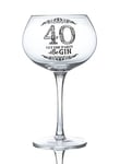 Boxer Gifts GWG240 Age 40 Let The Party Be-Gin Novelty Bloom Balloon Glass | Funny Glassware Perfect for a 40th Birthday | Packaged in a Gift Box, 9.5cm x 18.5cm