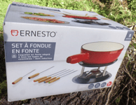 SET A FONDUE EN FONTE 9 PIECES - AVEC SUPPORT BRULEUR  ET 6 FOURCHETTES - NEUF