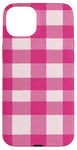 iPhone 15 Plus Pink Checkered Plaid Flannel Gingham Pattern Checker Rustic Case