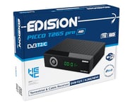 EDISION Picco T265 Pro HD Récepteur Terrestre TNT DVB-T2 et par Câble DVB-C H.265/HEVC FTA, PVR, USB, HDMI, SCART, S/PDIF, Capteur IR, Prend en Charge USB WiFi, IR Télécommande Universelle 2en1