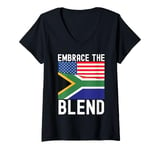 Womens Half African Half American USA Flag South Africa V-Neck T-Shirt