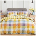 GC GAVENO CAVAILIA Luxury Sunflower Duvet Cover, Reversible Gingham Bedding Sets King Size, Lightweight Quilt Covers, Multi