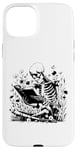 iPhone 15 Plus Skeleton Reading Book Floral Wisdom Funny Book Lover Case