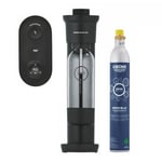 GROHE Blue Fizz Water Carbonator (Carbon Dioxide Bottle 425 g, CO₂ Level Display Basic Set, 3 Adjustable CO2 Levels Preset, BPA-Free Water Bottle 850ml, Built-In Rechargeable Battery), Black, 31947K00