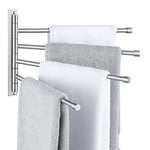 KES Swivel Towel Rail 4-Arm Bathroom Swing Hanger Towel Rack Holder Storage Organizer Space Saving Wall Mounted SUS 304 Stainless Steel Brushed Finish, A2102S4-2