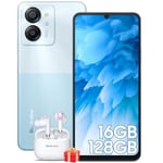 Blackview Color 8 Phone, 16GB RAM+128GB ROM Mobile Phones, Android 13 Phone, 6000mAh, 18W Fast Charge, 6.75’’ HD+ 90Hz, 50MP+8MP, Smartphones sim free unlocked, 3 Card Slots, Fingerprint, GPS - Blue