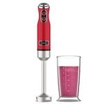 Cecotec Blender Mixeur Power RetroRed 1200MAX. Puissance Maximale 1200 W, Technologie CrossBlades, 4 Feuilles Revêtues en Titane Noir, 2 Vitesses, 0,5 L de Capacité, Cloche Anti-Éclaboussures