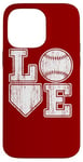 Coque pour iPhone 14 Pro Max Plaque vintage Love Baseball Mom Home pour amateurs de baseball