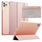 Uk For Ipad Pro 12.9 Inch 2020 & 2018 Smart Folio Case Cover Keyboard Rose Gold