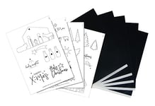 Rayher Set Papier carbone de transfert avec motifs de Noël, noir, 9 pces., feuilles DIN A4 (21X29,7cm), avec modèles, arts créatifs, dessin, pyrogravure, crèche, Noël -67390000