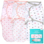 LANDICI 3 Pack Baby Swaddle Blanket 0-3 Months, 100% Breathable Organic Cotton Swaddles for Newborn, Ergonomic Baby Swaddle Wrap, Easy Changes Sleepsack Swaddle, Baby Essentials(Pink Zoo)