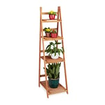 Relaxdays Escalier pour plantes bois échelle plante support intérieur HxlxP: 161 x 41 x 25 cm 4 niveaux - marron