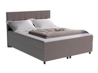 Ensemble complet boxspring tête de lit capitonnée + sommiers + matelas + surmatelas - 160 x 200 cm - Tissu - Gris - SIERO de YSMÉE