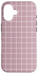 Coque pour iPhone 16 Rose à carreaux, esthétique, pastel danois