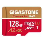 [5-Yrs Free Data Recovery] GIGASTONE 128GB Micro SD Card, Camera Pro MAX, Up to 120/80 MB/s, MicroSDXC Memory Card for DJI, Gopro, Insta360, Dashcam, 4K Video UHS-I A2 V30 U3 C10 with Adapter