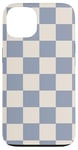 Coque pour iPhone 13 Motif damier bleu clair-gris et crème