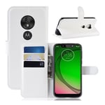 Motorola Moto G7 Play litsi nahkainen suojakotelo - Valkoinen