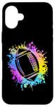 Coque pour iPhone 16 Plus Colorful Splatters Rugby Ballon de football américain pour enfant