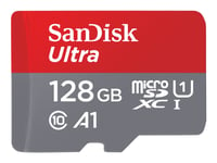 Sandisk Ultra - Flash-Minneskort (Microsdxc Till Sd-Adapter Inkluderad) - 128 Gb - A1 / Uhs Class 1 / Class10 - Mikrosdxc Uhs-I